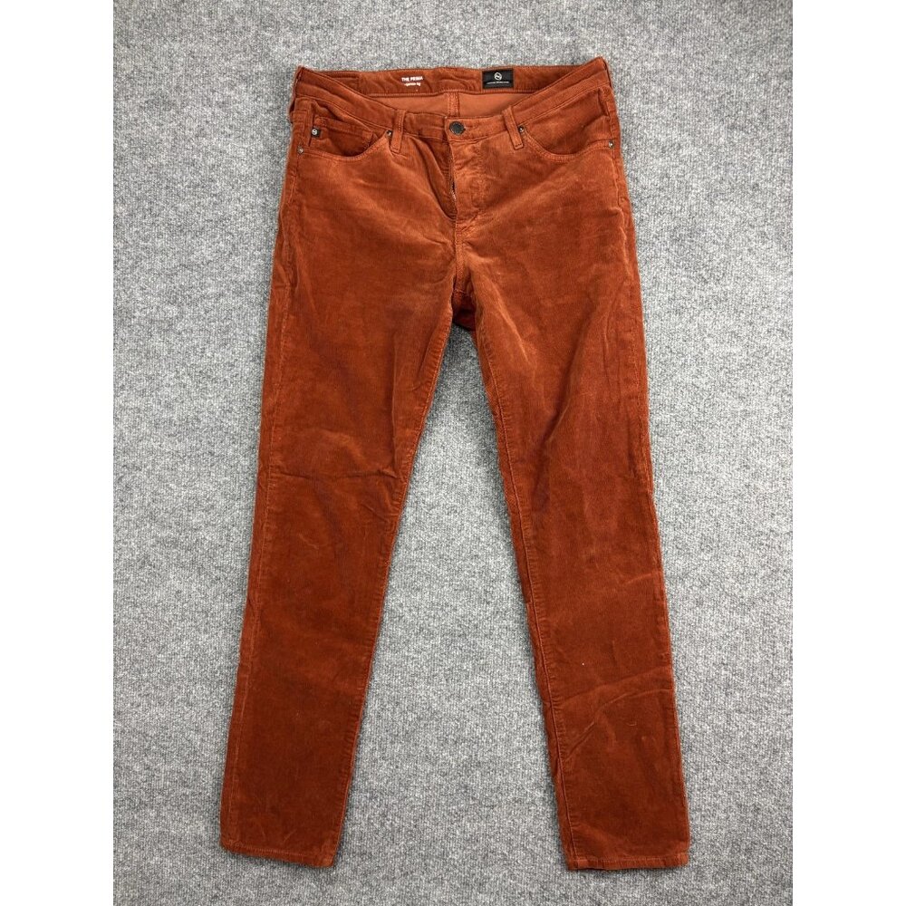 AG Adriano Goldschmied Pants Womens 29R Rust Orange Corduroy The Prima Stretch‎